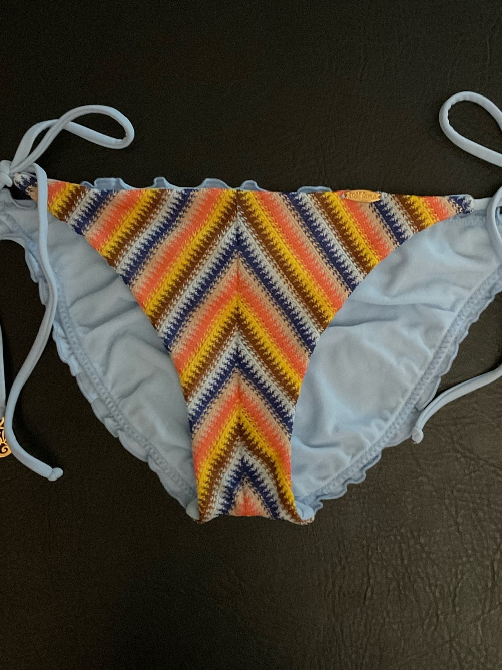 Luli Fama Plaza Espana Ruched Back Full Tie Side Bikini Bottoms Size Medium